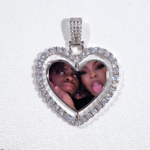 3D Spinning 2-Faced Heart Custom Picture Pendant