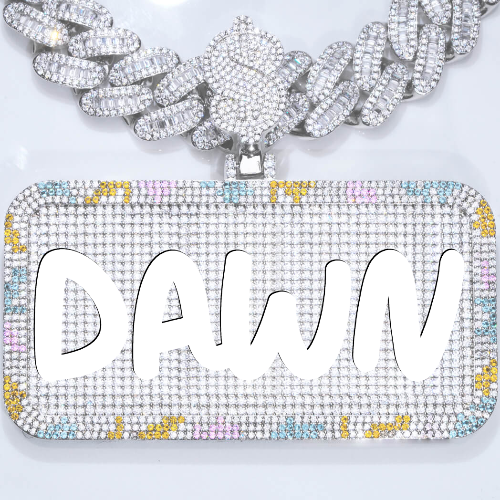 CUSTOM LETTER NECKLACE 3D COLORFUL SQUARE