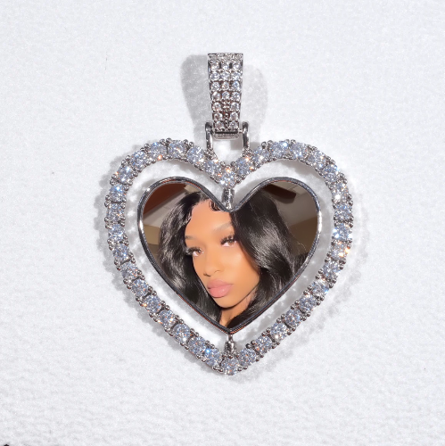 3D Spinning 2-Faced Heart Custom Picture Pendant