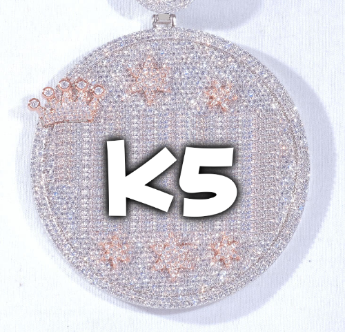 CUSTOM LETTER NECKLACE 3D BIG CROWN DISC