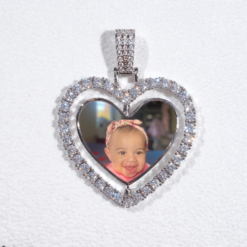 3D Spinning 2-Faced Heart Custom Picture Pendant