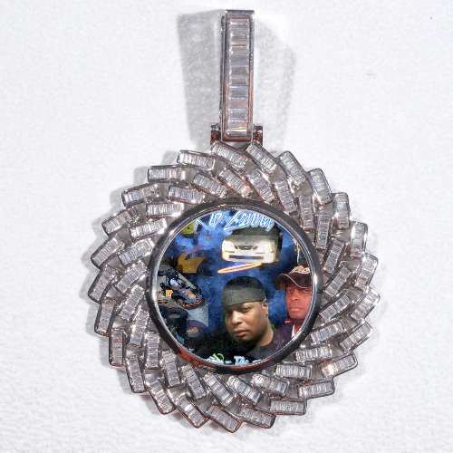 Large 3D Baguette Custom Picture Pendant