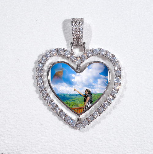 3D Spinning 2-Faced Heart Custom Picture Pendant