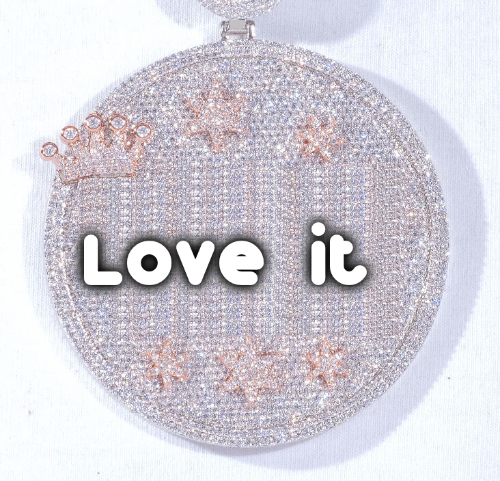 CUSTOM LETTER NECKLACE 3D BIG CROWN DISC