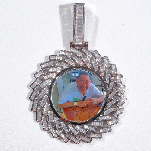 Large 3D Baguette Custom Picture Pendant
