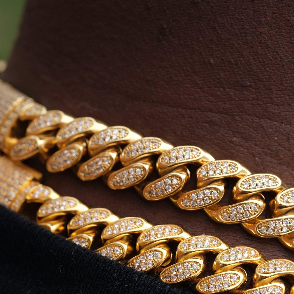 12mm Diamond Cuban Chain in 18K Gold - The GUU Shop