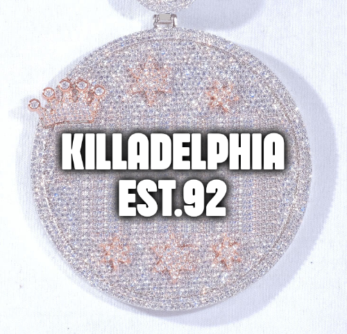 CUSTOM LETTER NECKLACE 3D BIG CROWN DISC