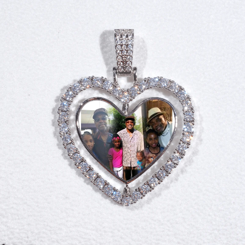 3D Spinning 2-Faced Heart Custom Picture Pendant