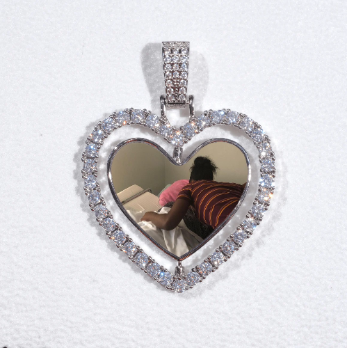 3D Spinning 2-Faced Heart Custom Picture Pendant