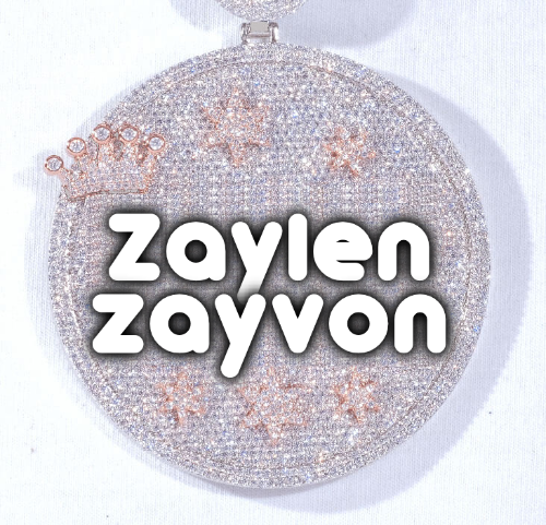 CUSTOM LETTER NECKLACE 3D BIG CROWN DISC