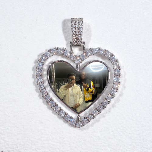 3D Spinning 2-Faced Heart Custom Picture Pendant
