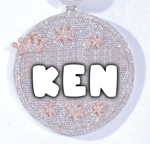 CUSTOM LETTER NECKLACE 3D BIG CROWN DISC