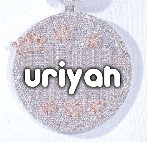 CUSTOM LETTER NECKLACE 3D BIG CROWN DISC