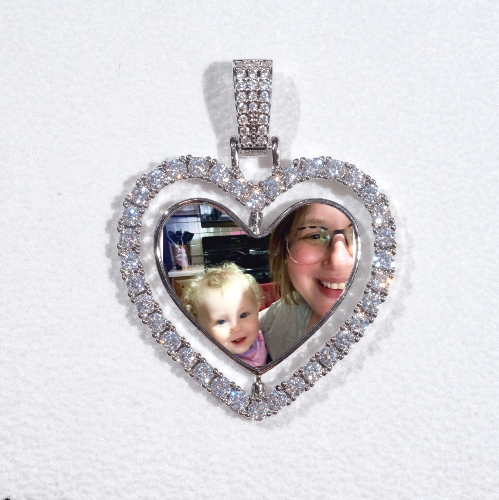 3D Spinning 2-Faced Heart Custom Picture Pendant