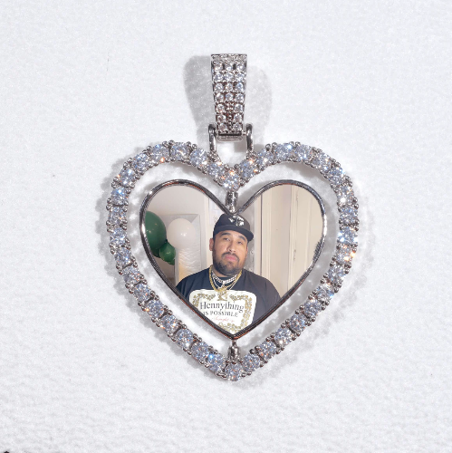 3D Spinning 2-Faced Heart Custom Picture Pendant