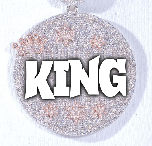 CUSTOM LETTER NECKLACE 3D BIG CROWN DISC