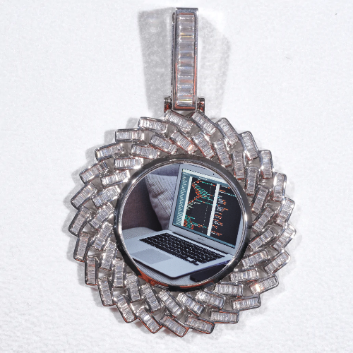 Large 3D Baguette Custom Picture Pendant