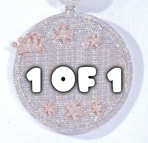 CUSTOM LETTER NECKLACE 3D BIG CROWN DISC