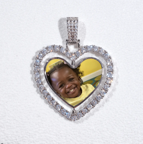 3D Spinning 2-Faced Heart Custom Picture Pendant