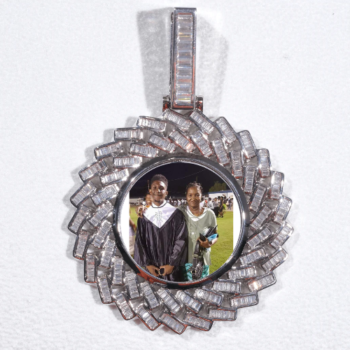 Large 3D Baguette Custom Picture Pendant