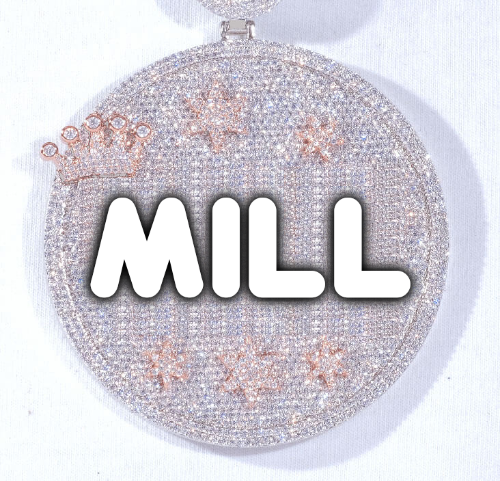 CUSTOM LETTER NECKLACE 3D BIG CROWN DISC