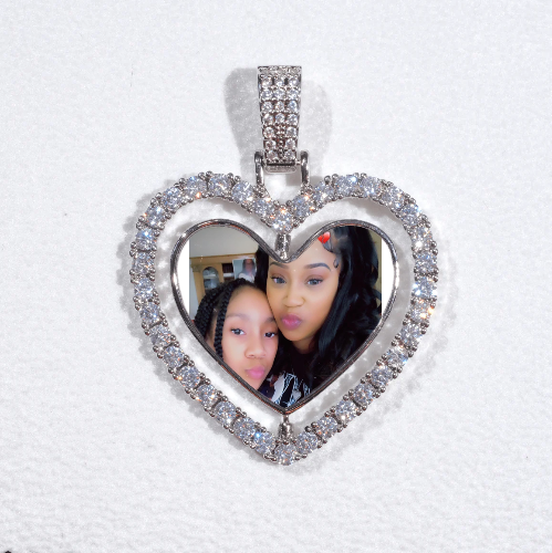 3D Spinning 2-Faced Heart Custom Picture Pendant