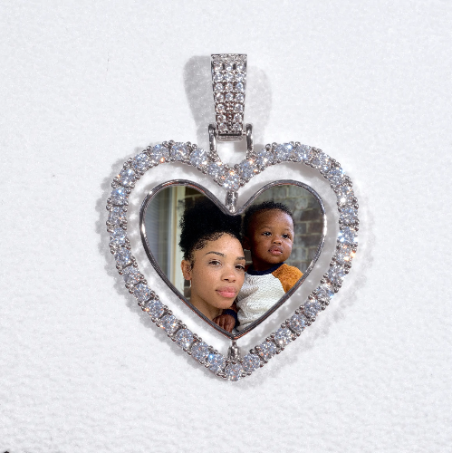 3D Spinning 2-Faced Heart Custom Picture Pendant
