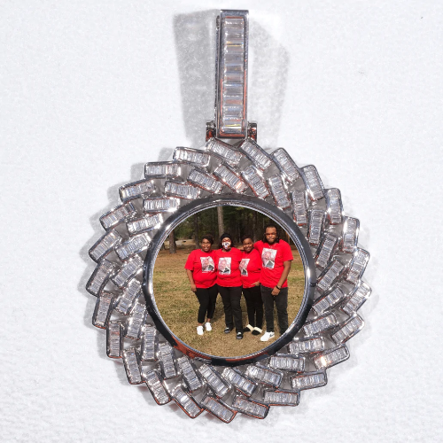 Large 3D Baguette Custom Picture Pendant