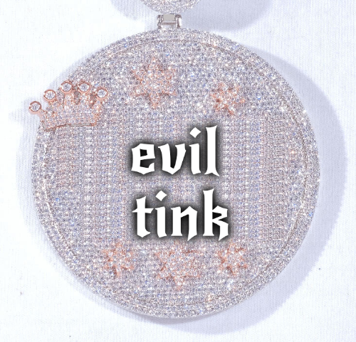 CUSTOM LETTER NECKLACE 3D BIG CROWN DISC