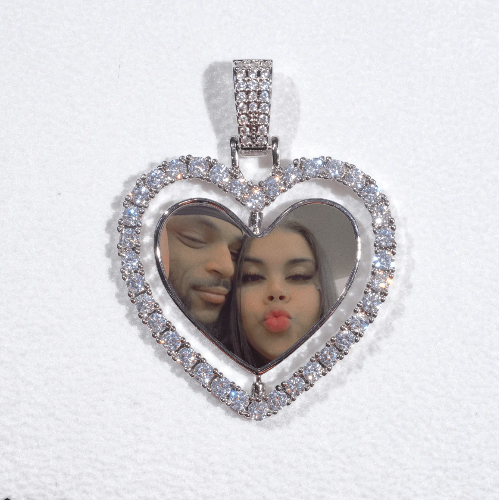 3D Spinning 2-Faced Heart Custom Picture Pendant