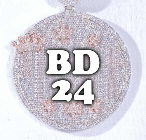 CUSTOM LETTER NECKLACE 3D BIG CROWN DISC