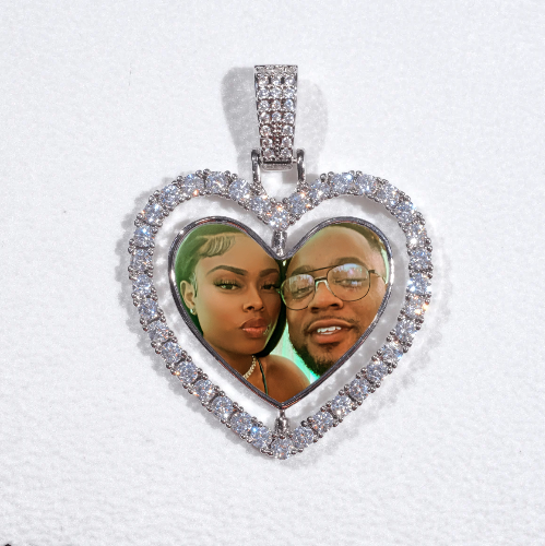 3D Spinning 2-Faced Heart Custom Picture Pendant