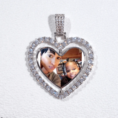 3D Spinning 2-Faced Heart Custom Picture Pendant