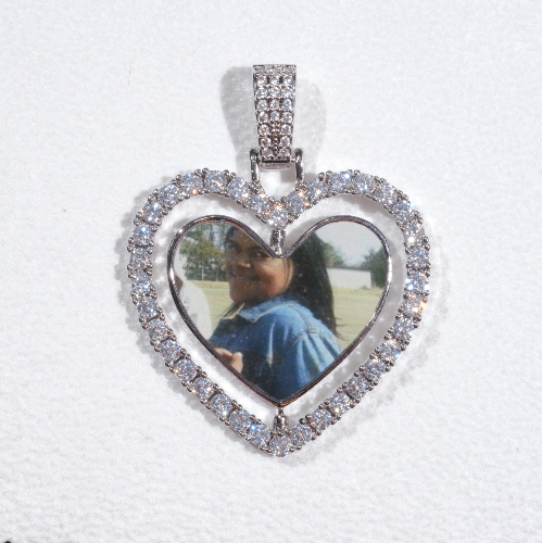 3D Spinning 2-Faced Heart Custom Picture Pendant