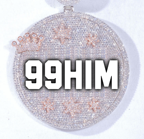 CUSTOM LETTER NECKLACE 3D BIG CROWN DISC