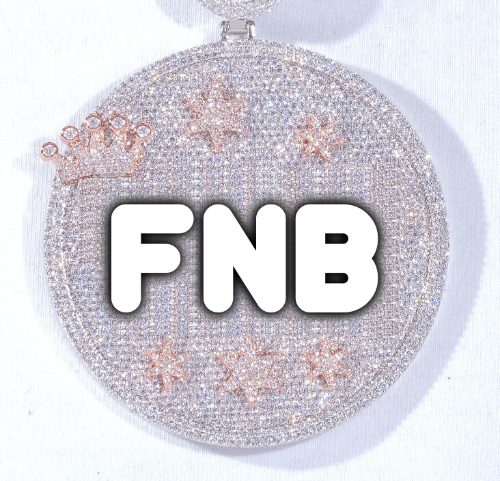 CUSTOM LETTER NECKLACE 3D BIG CROWN DISC
