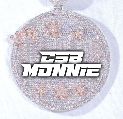 CUSTOM LETTER NECKLACE 3D BIG CROWN DISC