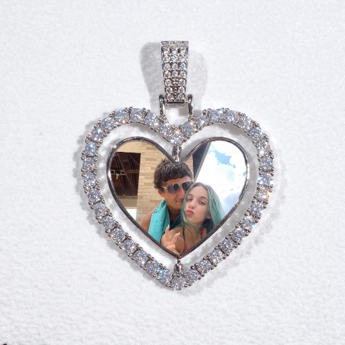 3D Spinning 2-Faced Heart Custom Picture Pendant