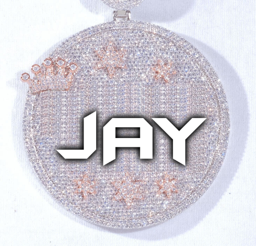 CUSTOM LETTER NECKLACE 3D BIG CROWN DISC