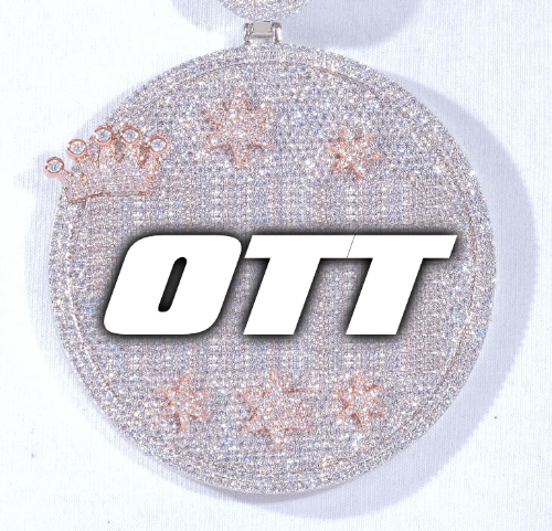 CUSTOM LETTER NECKLACE 3D BIG CROWN DISC