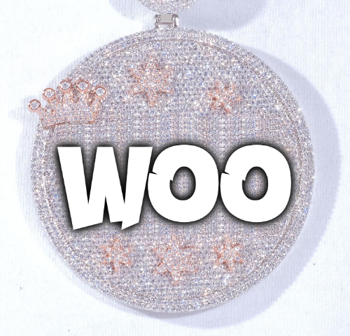CUSTOM LETTER NECKLACE 3D BIG CROWN DISC