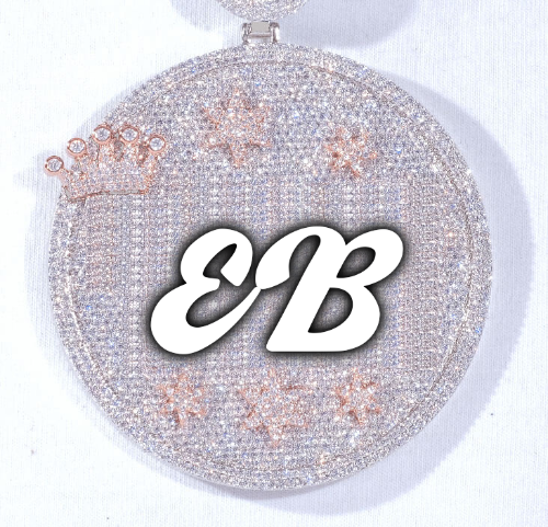 CUSTOM LETTER NECKLACE 3D BIG CROWN DISC