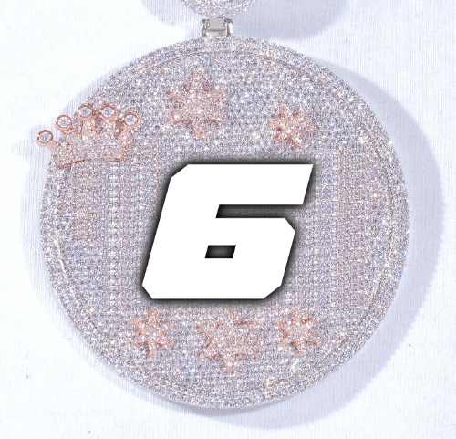 CUSTOM LETTER NECKLACE 3D BIG CROWN DISC