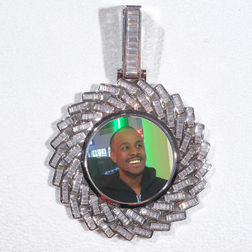 Large 3D Baguette Custom Picture Pendant