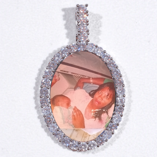 Large 3D Oval Custom Picture Pendant