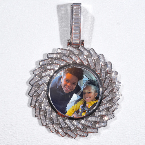 Large 3D Baguette Custom Picture Pendant