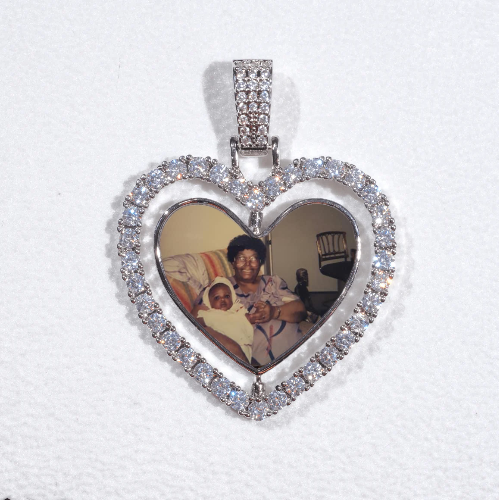 3D Spinning 2-Faced Heart Custom Picture Pendant
