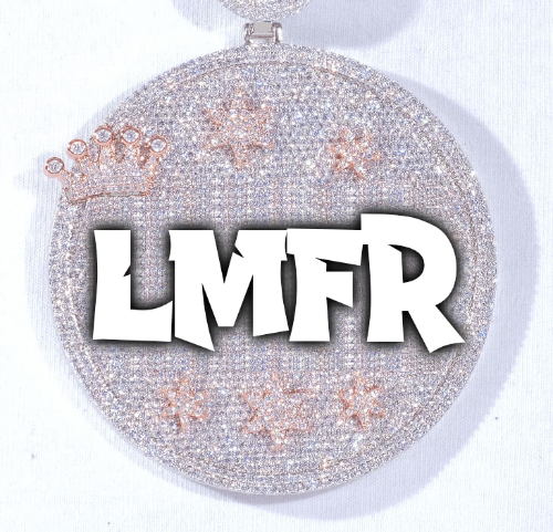 CUSTOM LETTER NECKLACE 3D BIG CROWN DISC