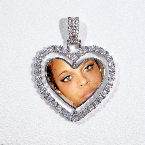 3D Spinning 2-Faced Heart Custom Picture Pendant
