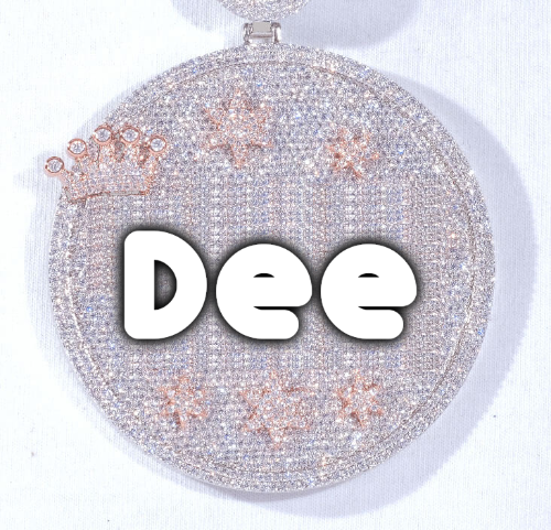 CUSTOM LETTER NECKLACE 3D BIG CROWN DISC